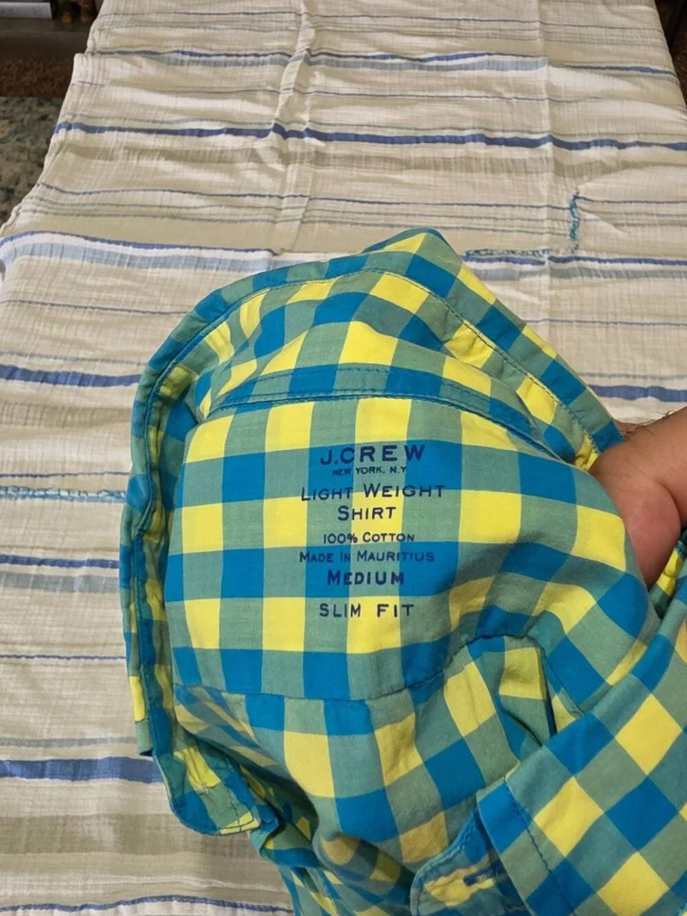 J.Crew Lightweight Slim Fit Shirt – Medium – Blue/Yellow Check – 100% Cotton